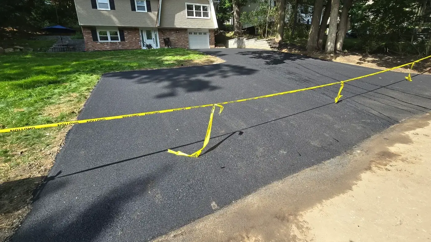 Freshly paved asphalt in Roxbury Township, New Jersey by Black Diamond Paving